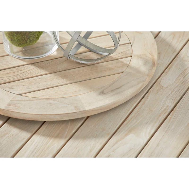 Boca 63" Transitional Gray Teak Round Outdoor Dining Table