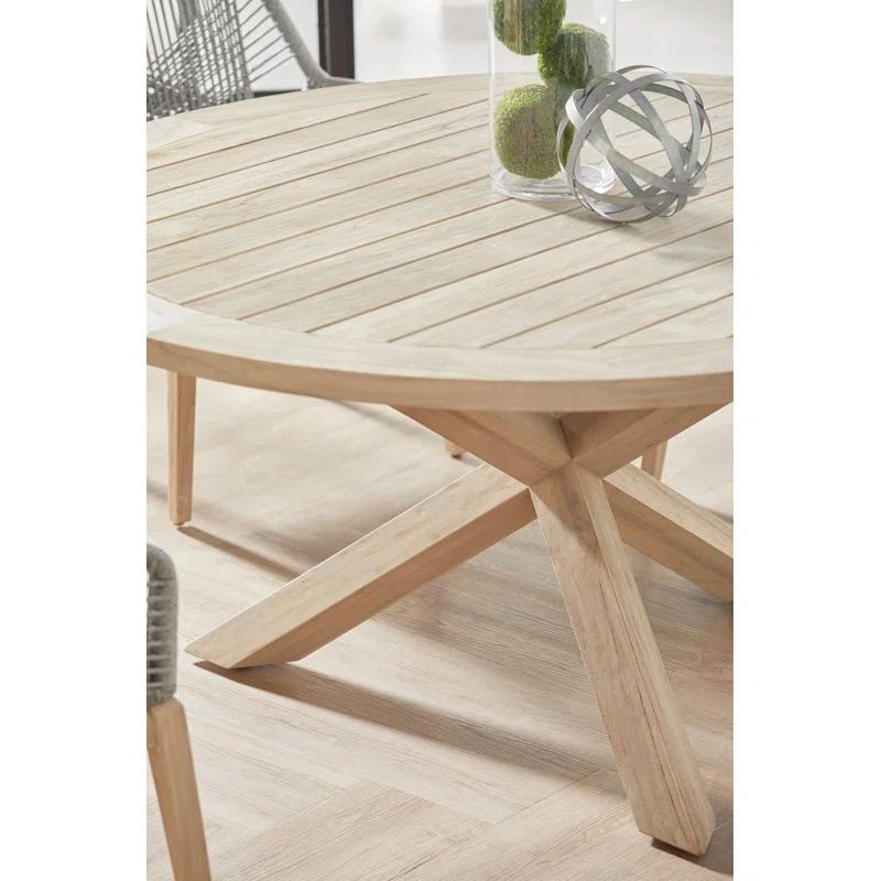 Boca 63" Transitional Gray Teak Round Outdoor Dining Table