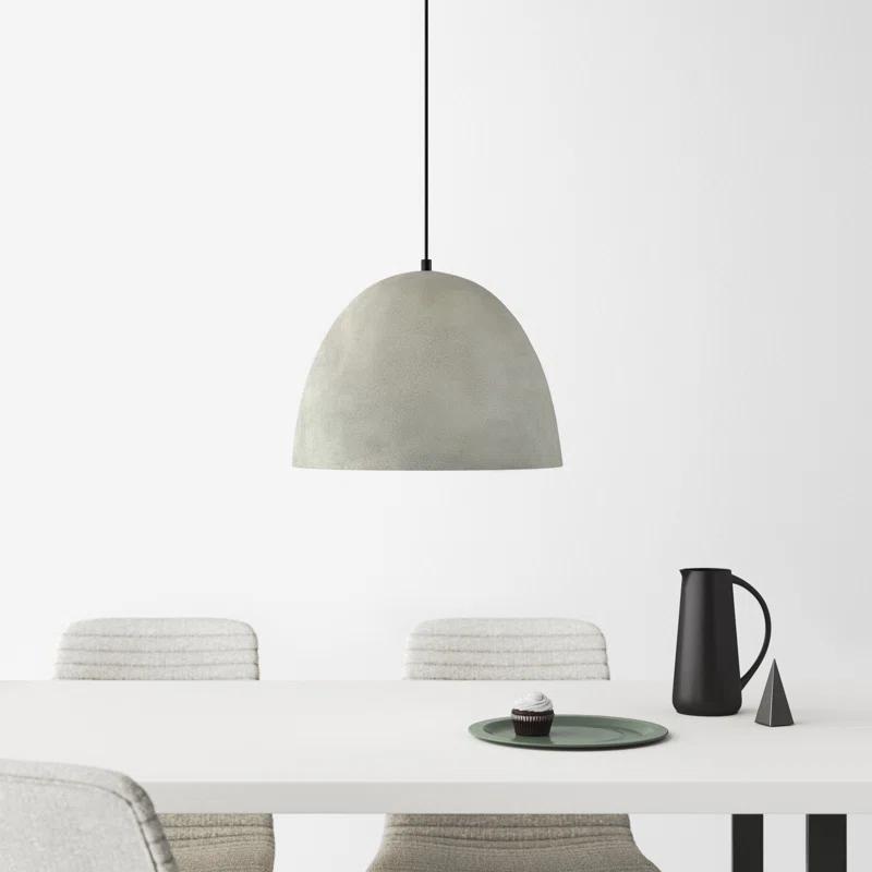 Meridian Rough Stone Bowl Pendant in Matte Black and Concrete