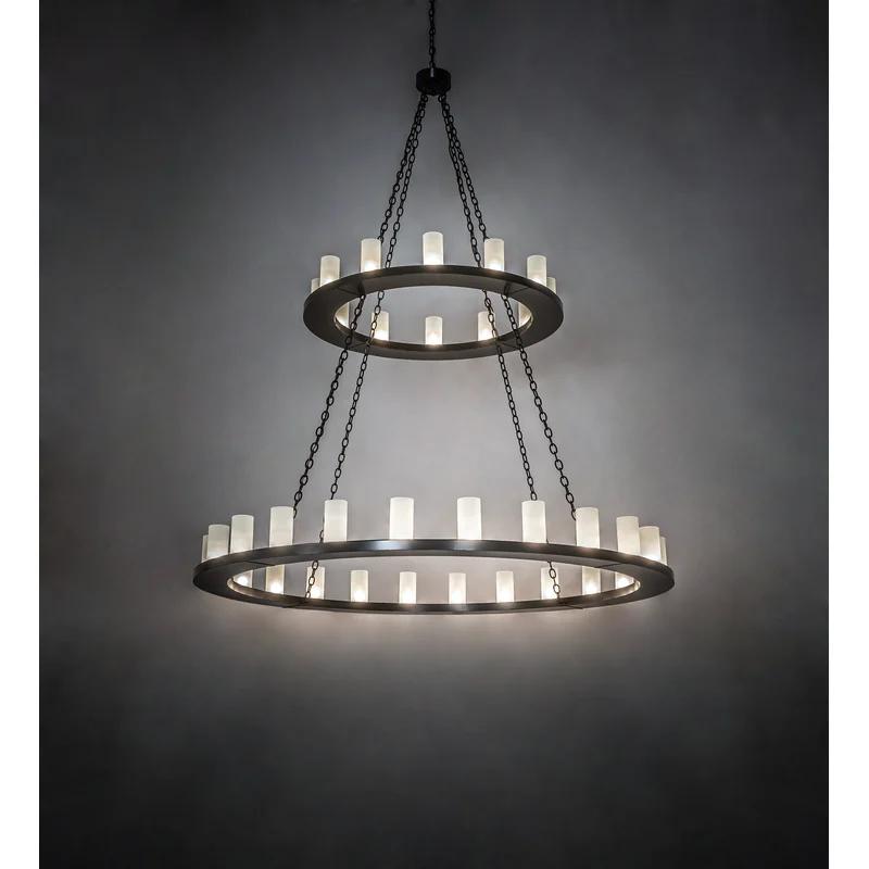 Loxley 36-Light Bronze Empire Chandelier with Glass Shades