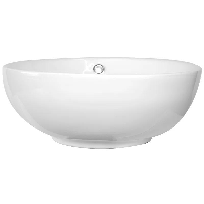 Eisen Home Sutherland 16.93'' White Ceramic Circular Bathroom Sink