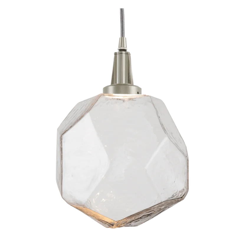 Gem 1-Light LED Geometric Island Pendant in Matte Black with Clear Glass