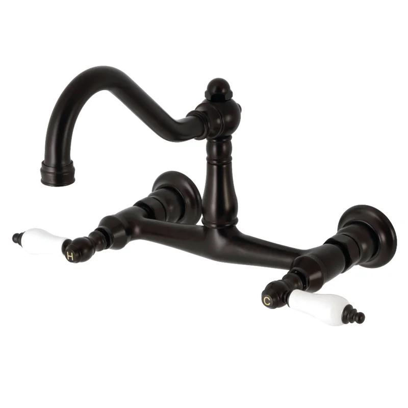 Elegant Traditional Oil Rubbed Bronze Wall Mount Bathroom Faucet