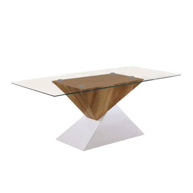 Contemporary Two-Tone Wooden Pedestal End Table, White and Brown