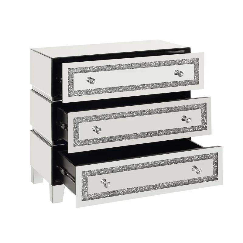 Contemporary Silver Storage Cabinet with Faux Diamond Inlays