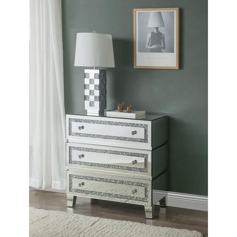 Contemporary Silver Storage Cabinet with Faux Diamond Inlays