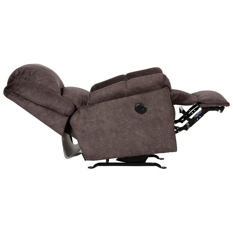 Traditional Chocolate Brown Polyester Power Recliner with USB Port