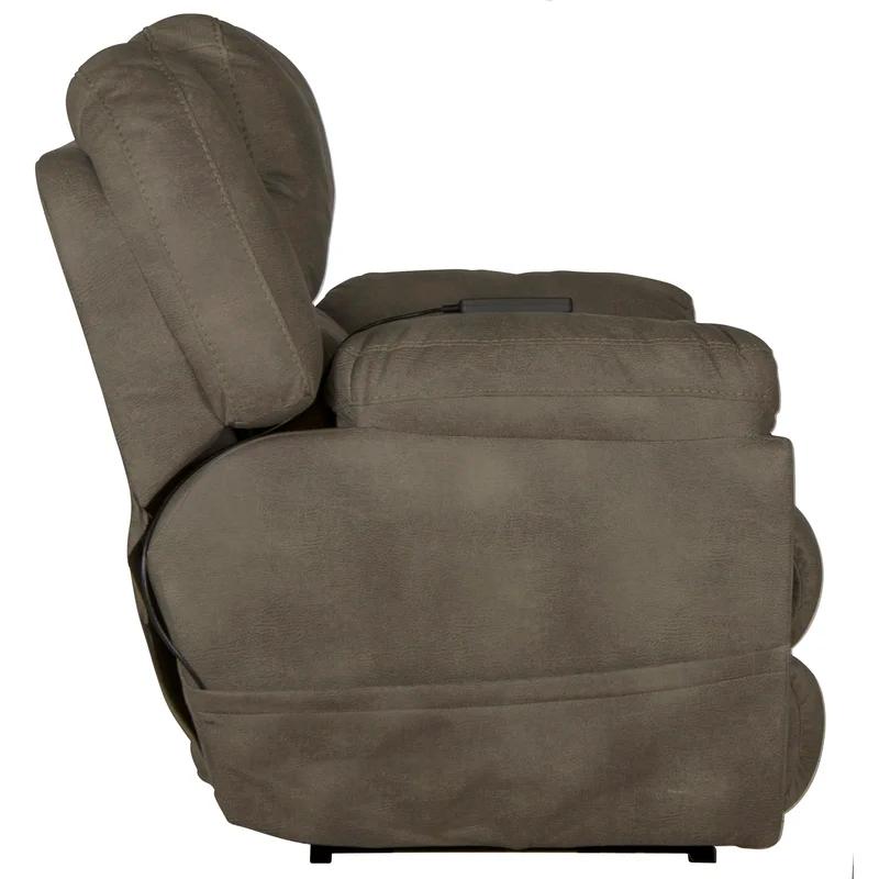 Contemporary Gray 51.5" Massage Recliner with Heat & USB Port