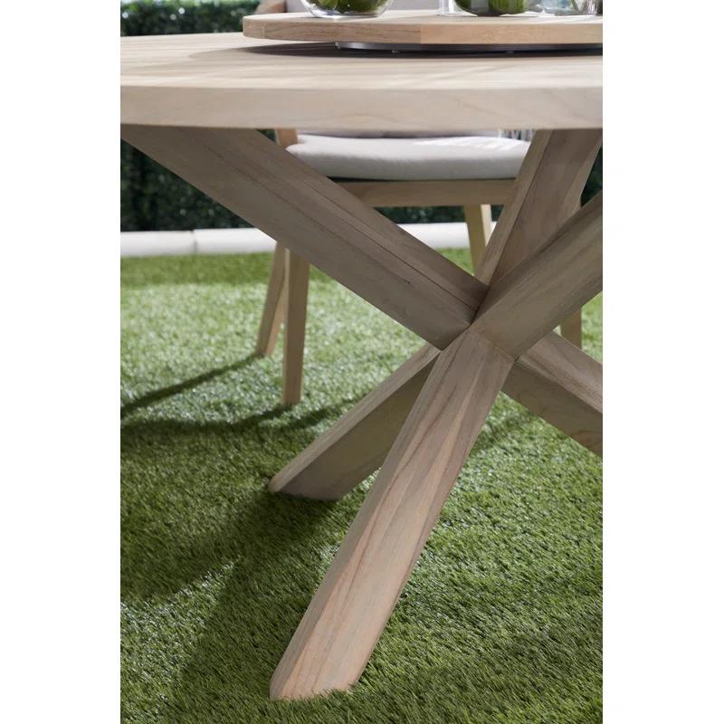 Boca 63" Transitional Gray Teak Round Outdoor Dining Table