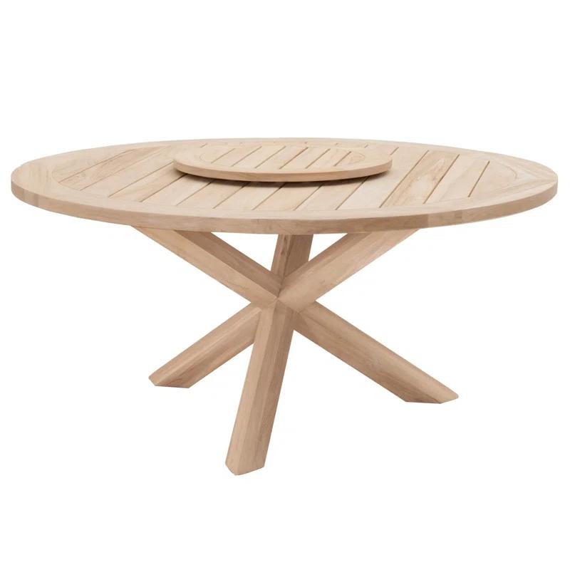 Boca 63" Transitional Gray Teak Round Outdoor Dining Table