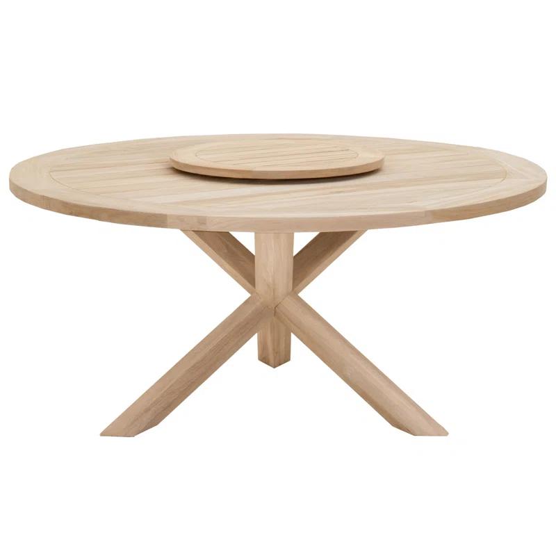 Boca 63" Transitional Gray Teak Round Outdoor Dining Table