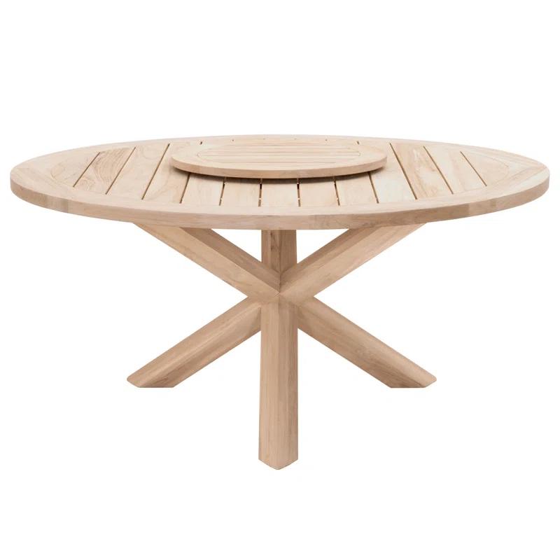 Boca 63" Transitional Gray Teak Round Outdoor Dining Table