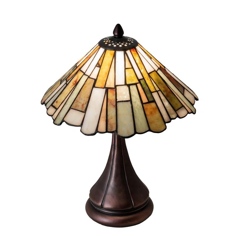 Meyda Tiffany 18868 Delta - 1 Light Jadestone Accent Lamp   Mahogany Bronze Finish with Amber/Green/Chocolate/Beige Glass