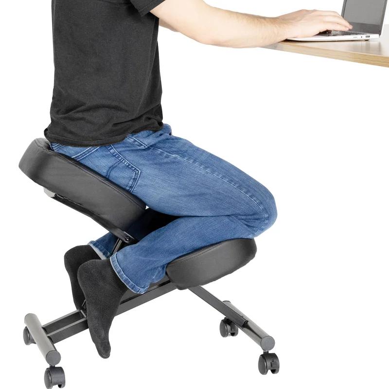 Modern Ergonomic Kneeling Office Chair with Comfort Foam Cushions, Black