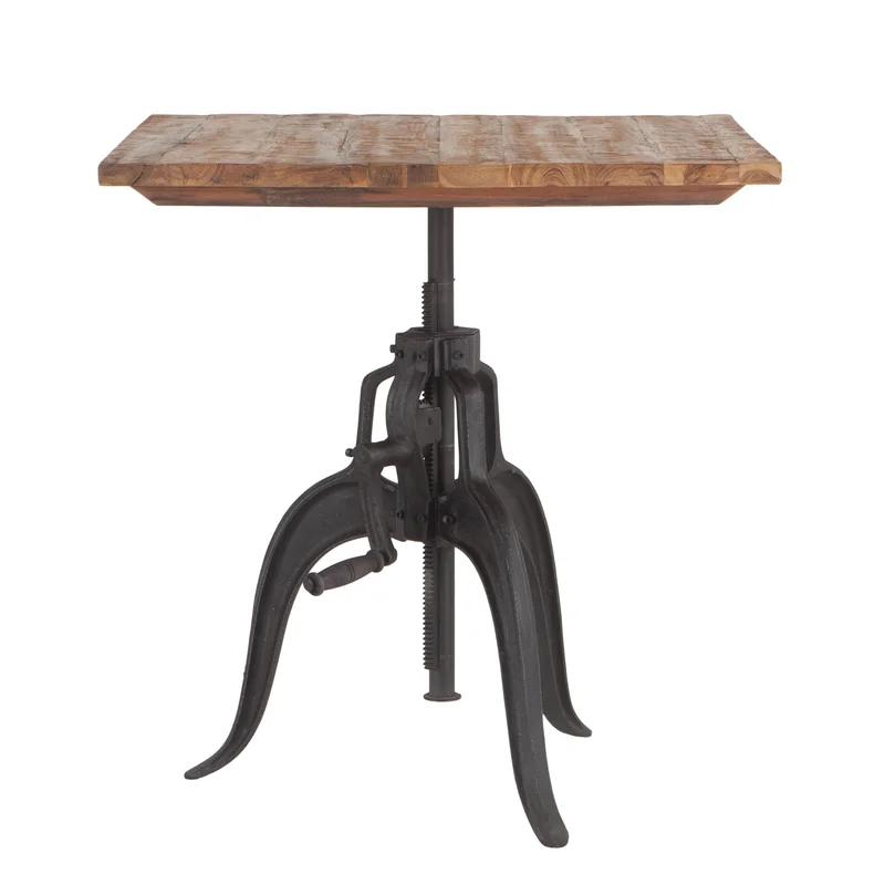 Industrial Reclaimed Wood Square Bar-Height Dining Table