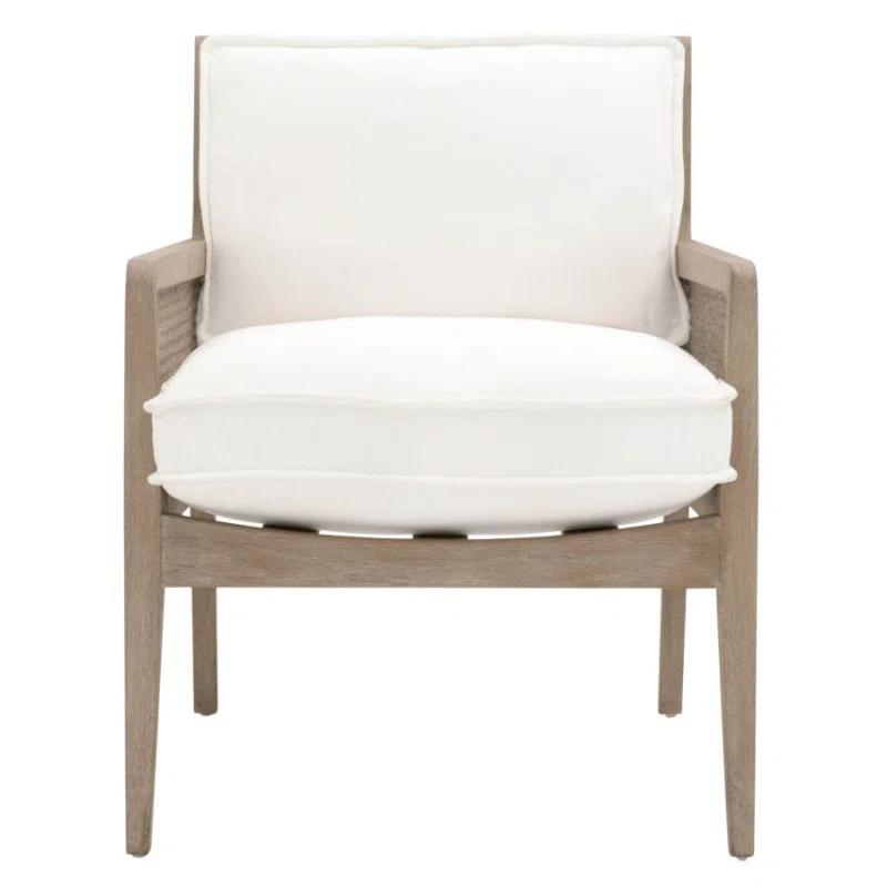 Leone LiveSmart Peyton-Pearl Velvet & Oak Cane Accent Chair