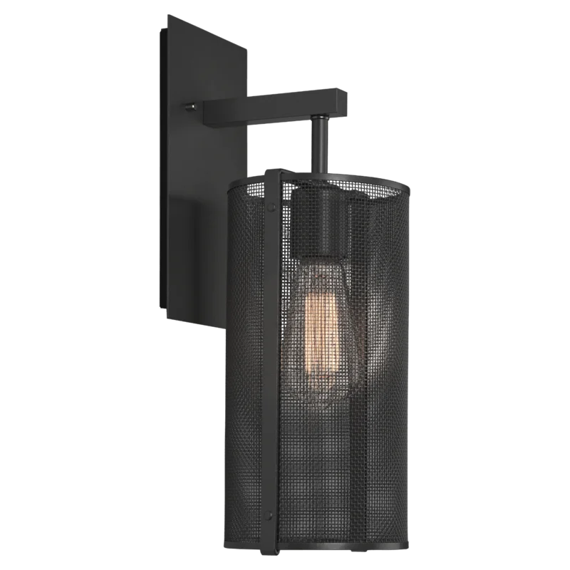 Matte Black Industrial Mesh Cylinder Wall Sconce