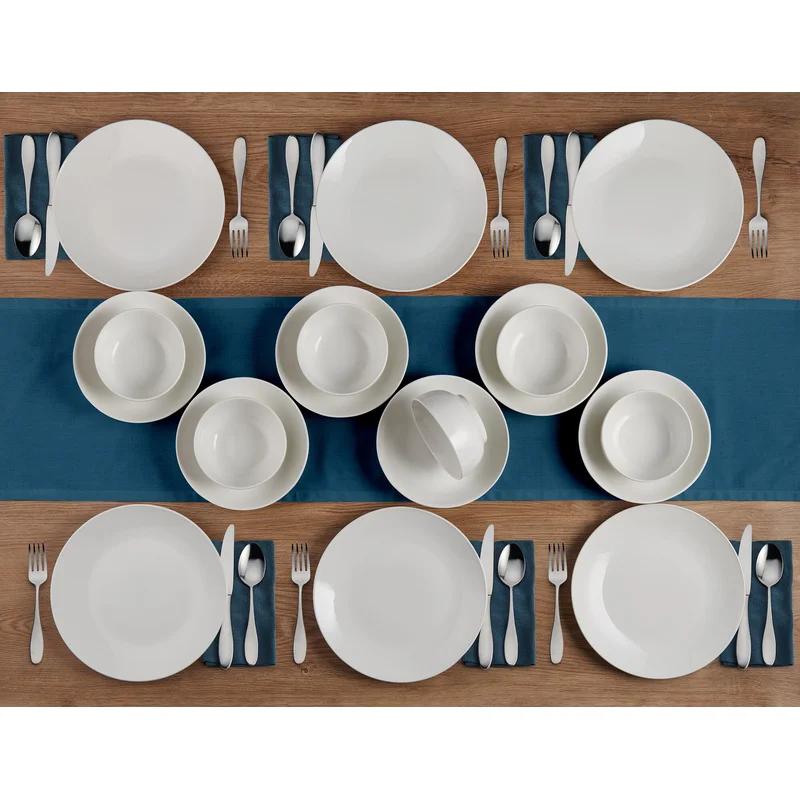 Alexis Modern White Porcelain 18-Piece Dinnerware Set for 6