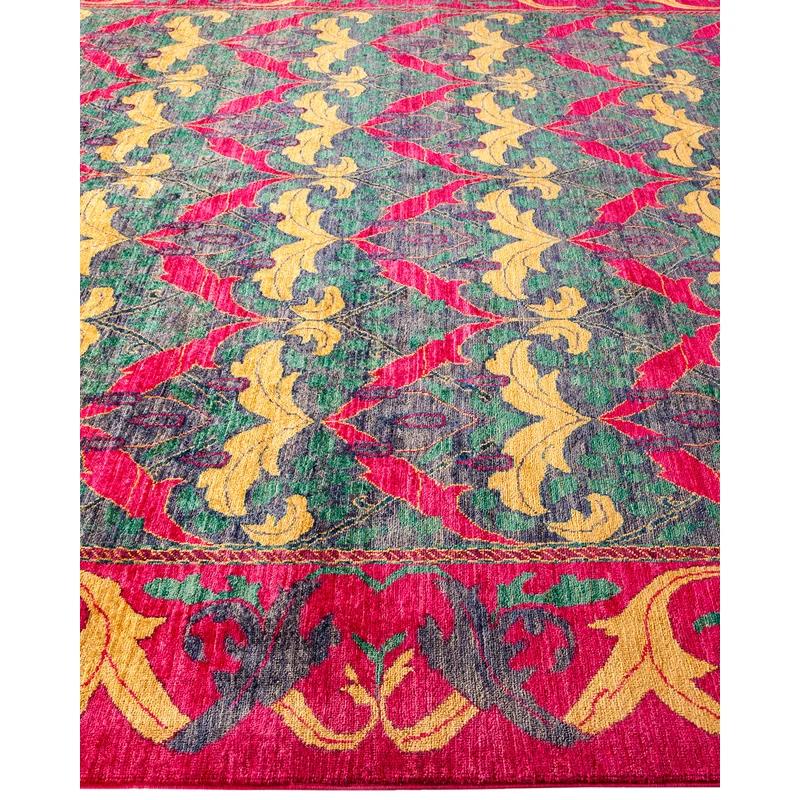 Hand-Knotted Wool Multicolor Floral Motif Area Rug 8' x 10'