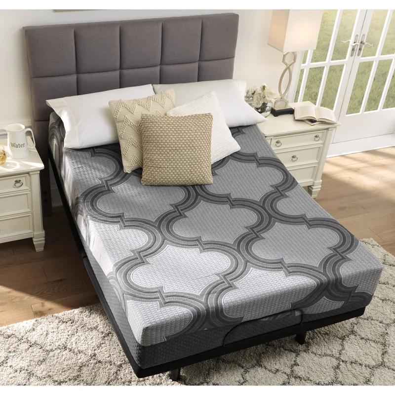 Contemporary Innerspring King-Size Adjustable Bed in Light Gray