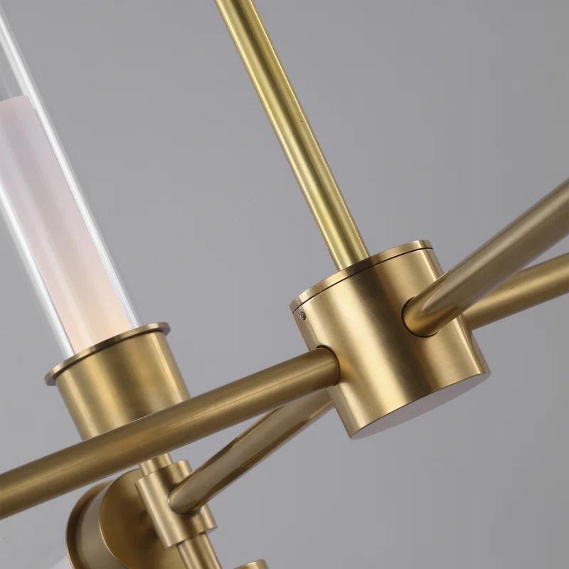 Luminous Elegance 12-Light LED Chandelier in Natural Brass