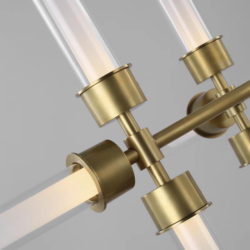 Luminous Elegance 12-Light LED Chandelier in Natural Brass