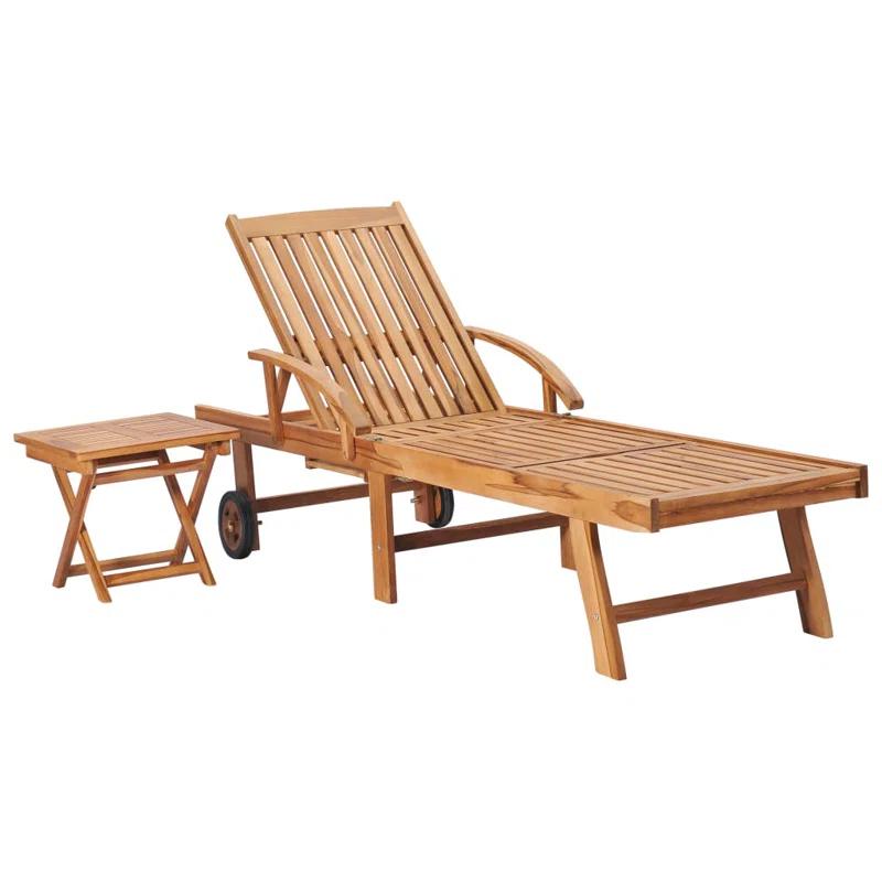 VidaXL 16" Long Acacia Double Chaise with Cushions (Set of 2)