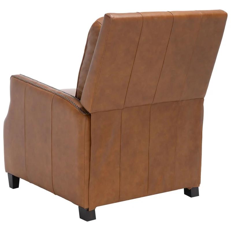 Buddy Contemporary Leather Recliner in Coffee Brown with Birch Wood Legs