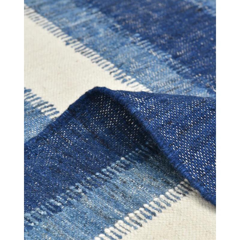 Levi Handwoven Blue Wool Flatweave 9' x 12' Area Rug