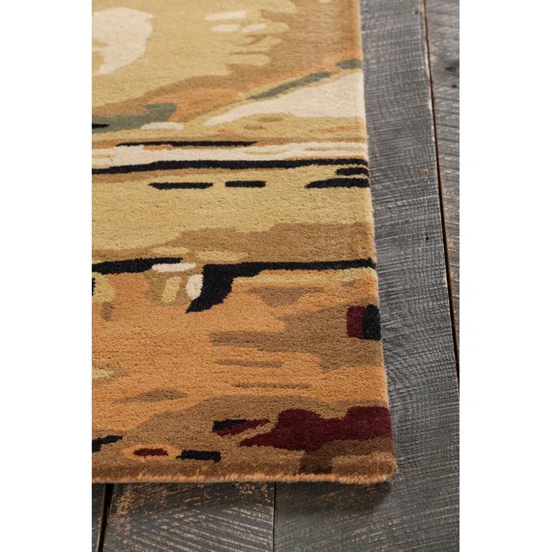 Nirvana Blue and Beige Wool Abstract 5' x 7' Rug