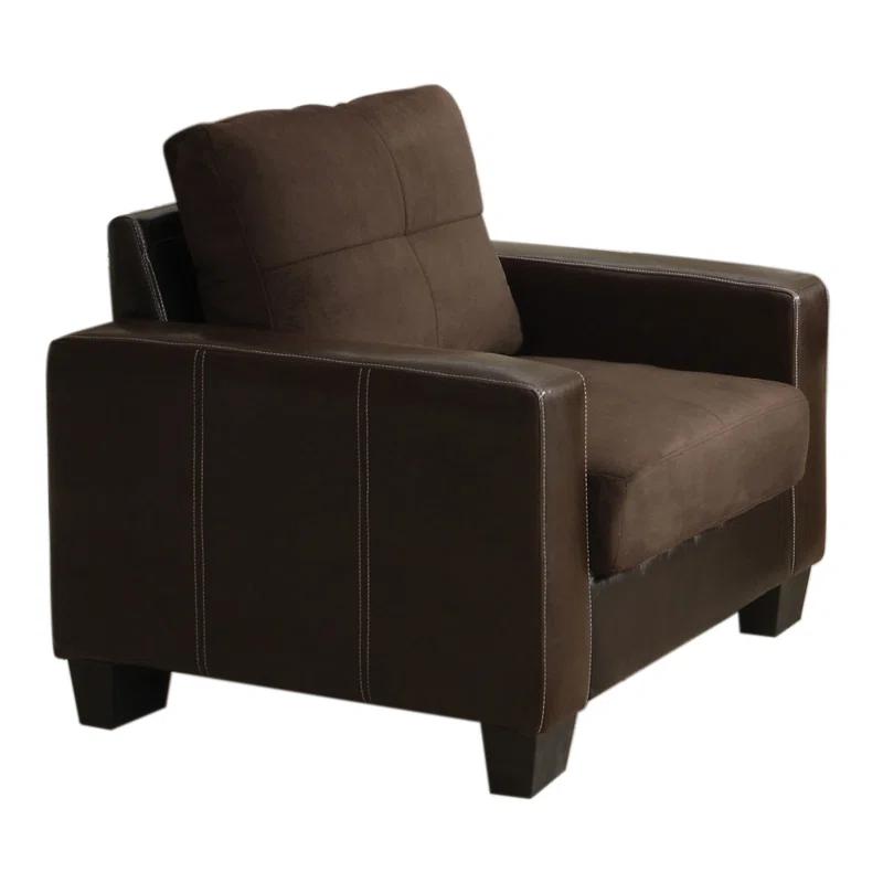 Contemporary Chocolate Elephant Microfiber & Wood Accent Chair