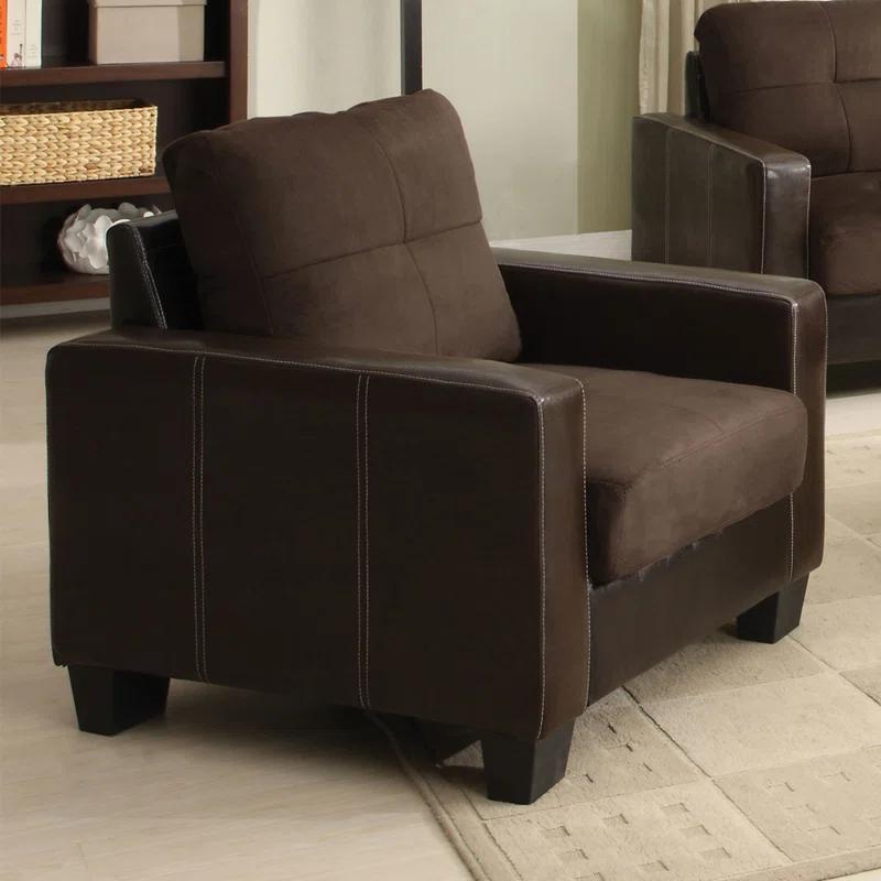 Contemporary Chocolate Elephant Microfiber & Wood Accent Chair