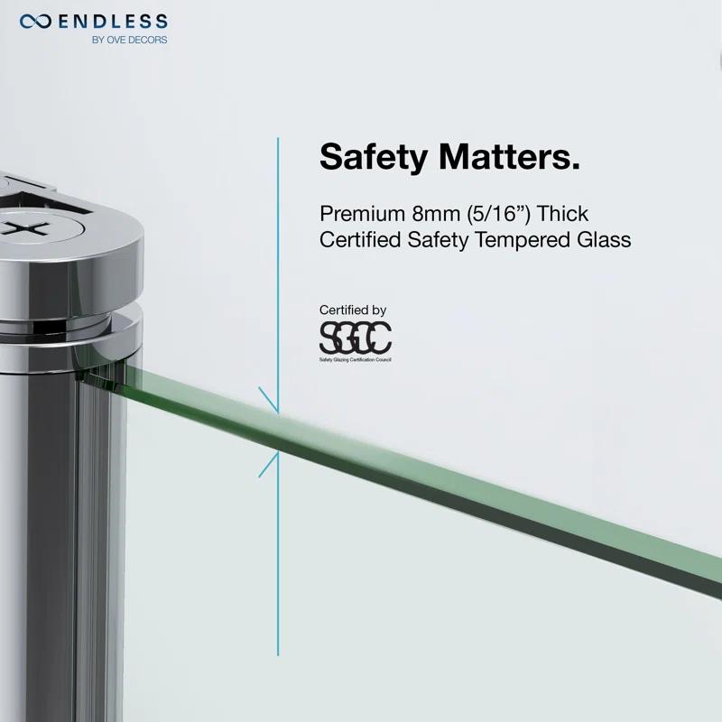 Endless Tampa-Pro 32" W x 72" H Corner Frameless Shower Kit, Door, Panel, Base