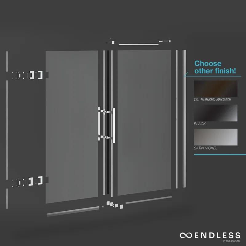 Endless Tampa-Pro 32" W x 72" H Corner Frameless Shower Kit, Door, Panel, Base