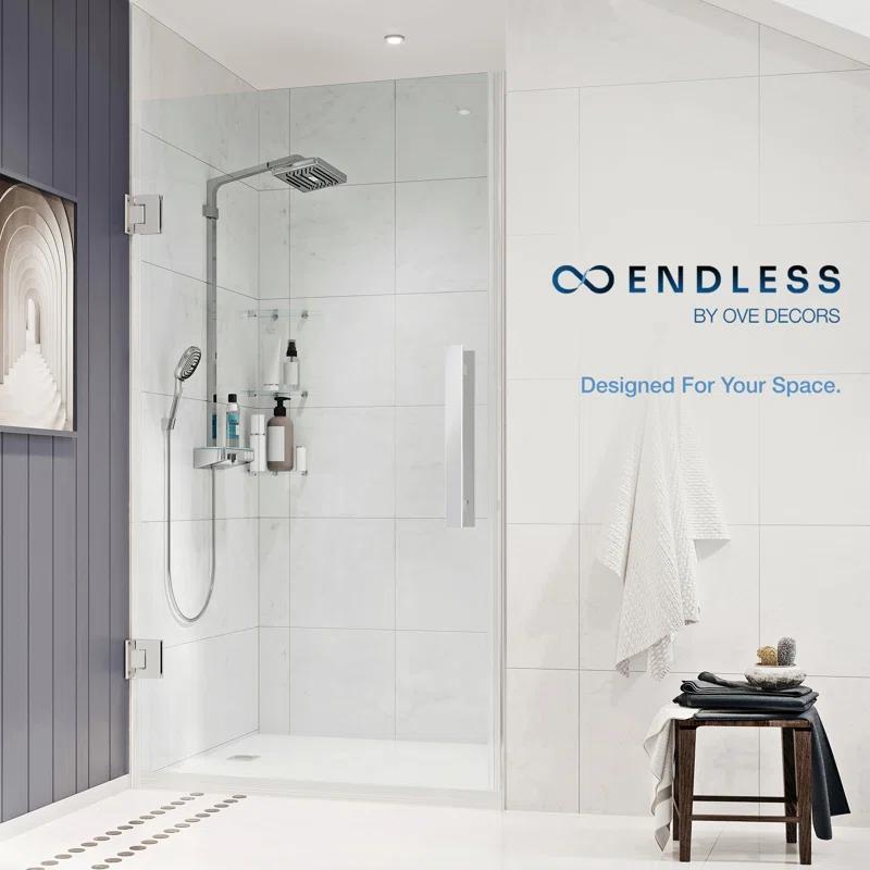 Endless Tampa-Pro 32" W x 72" H Corner Frameless Shower Kit, Door, Panel, Base