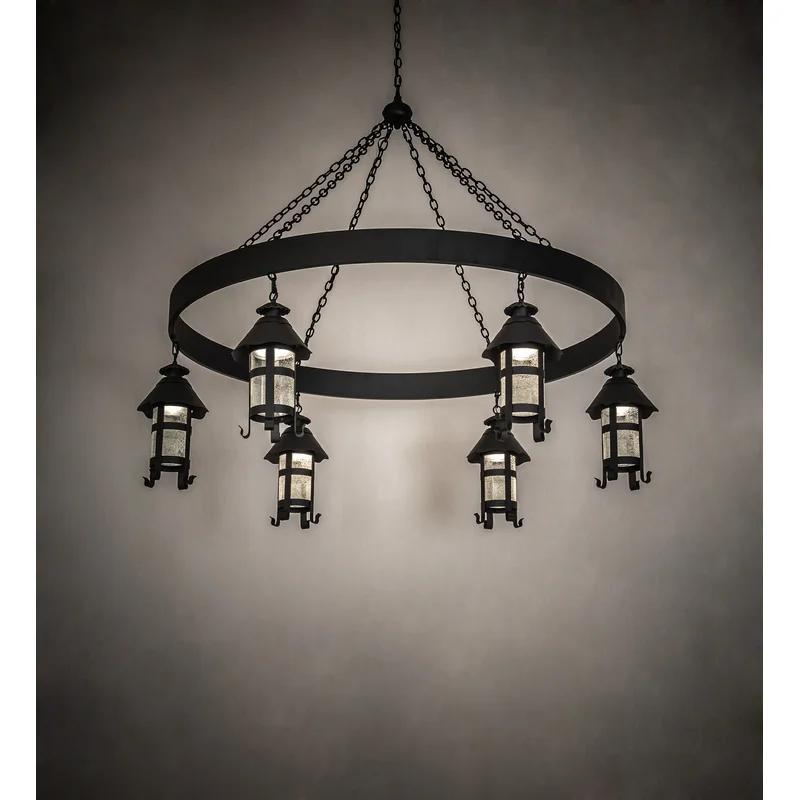 Storybook Cottage Black Crystal 6-Light Chandelier