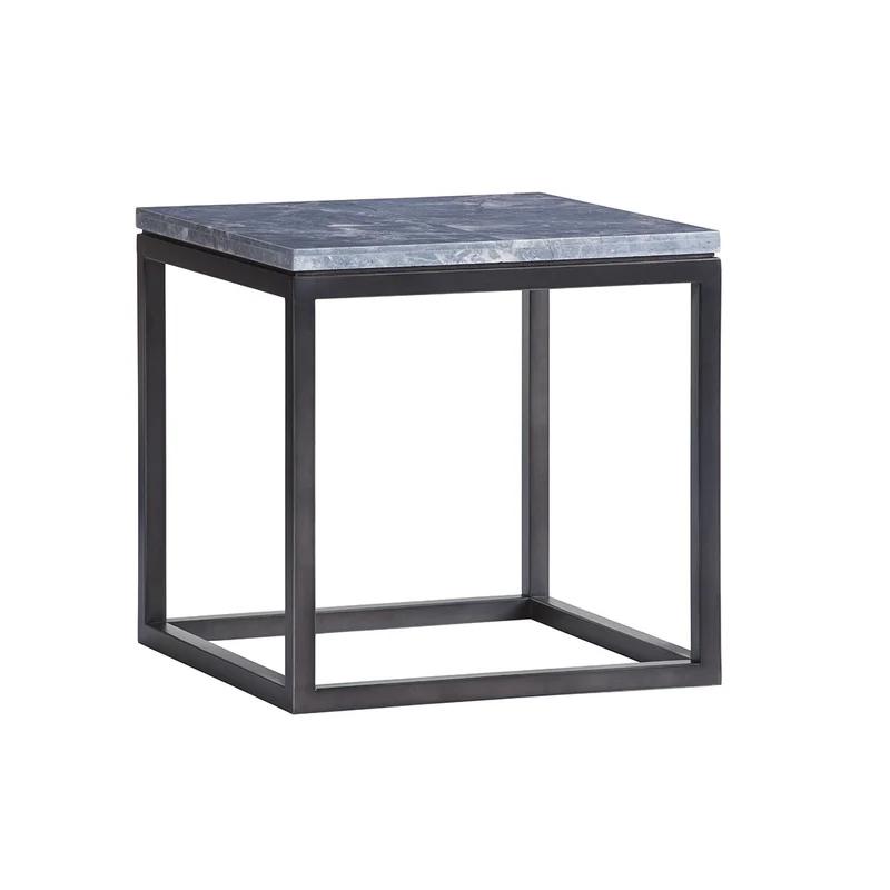 Santana Transitional Square End Table in Cerused Gray