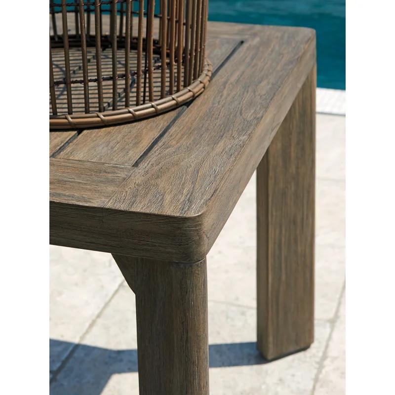 La Jolla Contemporary Teak Rectangular Cocktail Table in Taupe-Gray