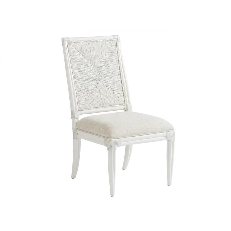 Sandy White Rattan Transitional Side Chair 21"W