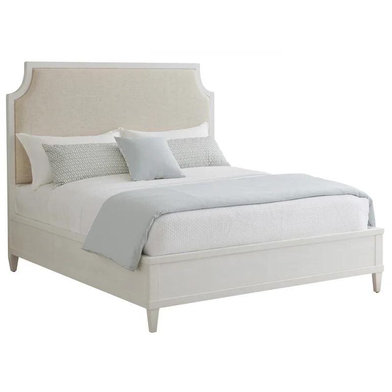 Belle Isle Beige Queen Upholstered Bed with Wood Frame