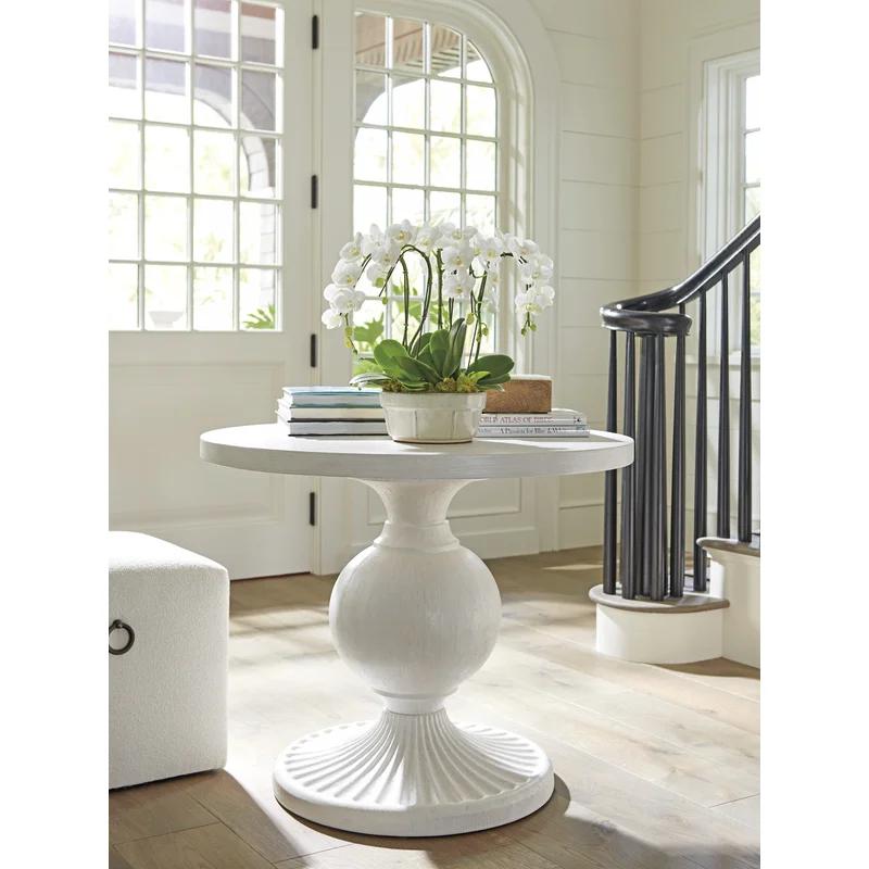 Transitional 36" White Wood Round Center Table