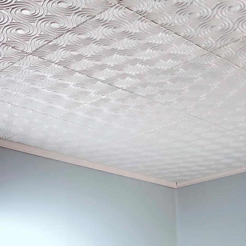 23'' L x 23'' W Textured Vinyl Glue Up Ceiling Tile