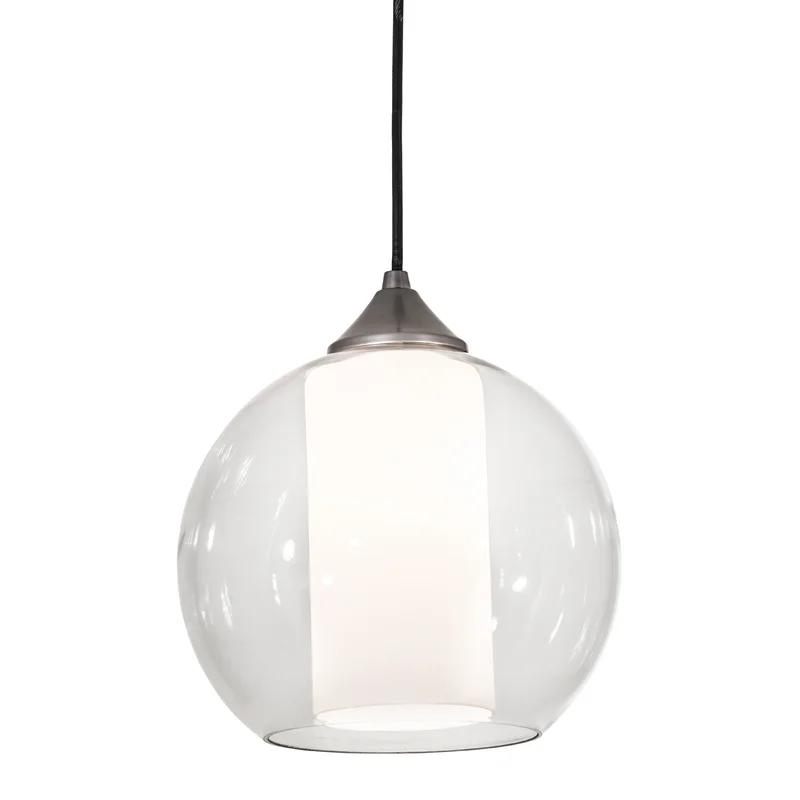 Contemporary Globe Brushed Nickel & Glass Indoor/Outdoor Pendant