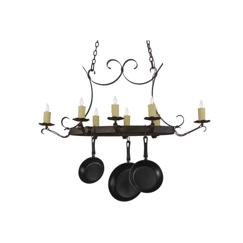Handforged Oval Metal Handcrafted Oval Chandelier Pot Rack
