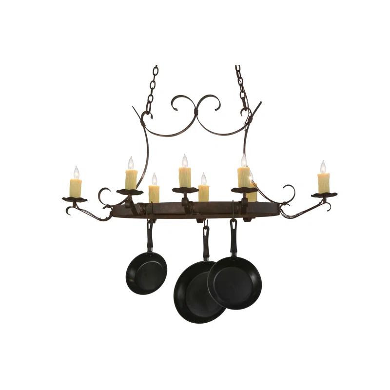 Handforged Oval Metal Handcrafted Oval Chandelier Pot Rack