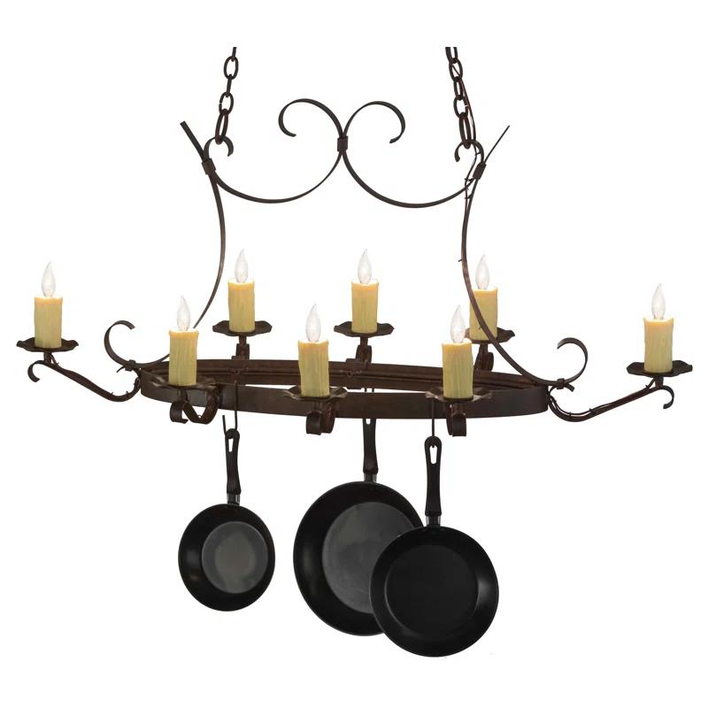 Handforged Oval Metal Handcrafted Oval Chandelier Pot Rack