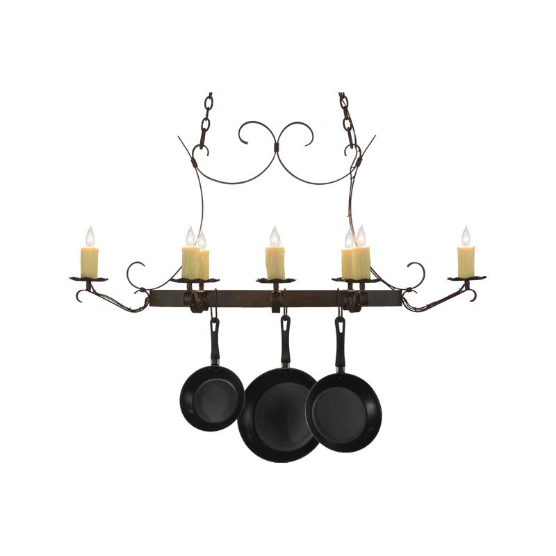 Handforged Oval Metal Handcrafted Oval Chandelier Pot Rack