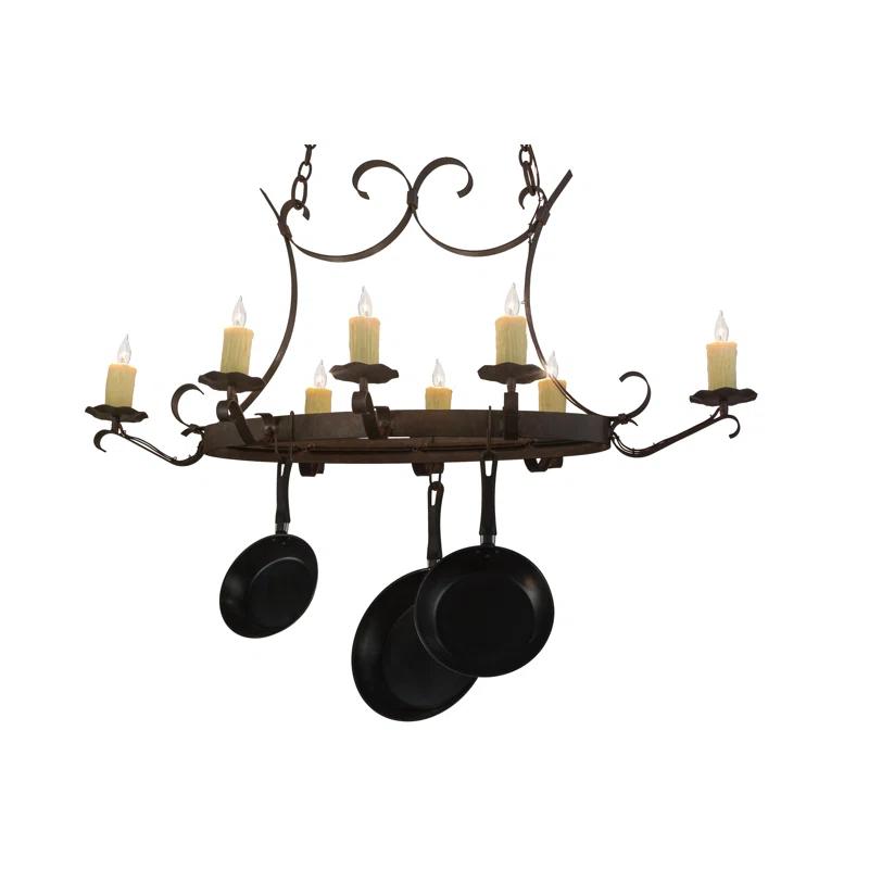 Handforged Oval Metal Handcrafted Oval Chandelier Pot Rack