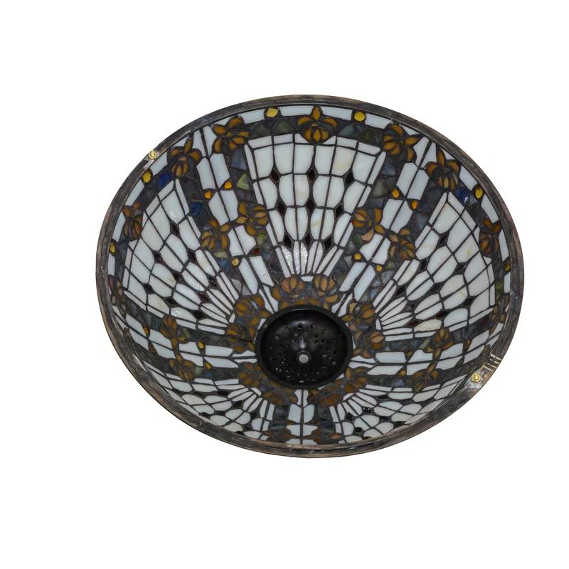 Meyda Fleur-de-Lis 16" Glass Bowl Lamp Shade in Sunflower Yellow