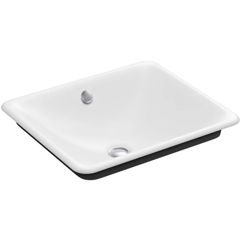 White Cast Iron Rectangular Above-Counter Bathroom Sink